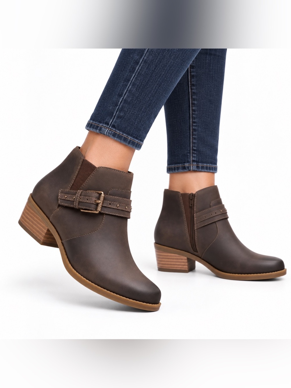 Clarks Collection Danyelle Wish Ankle Boots with Block Heel & Zip Closure SZ 8W